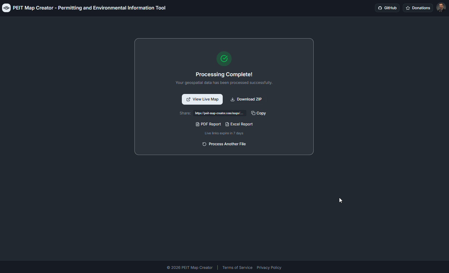 Completion card with download and share options